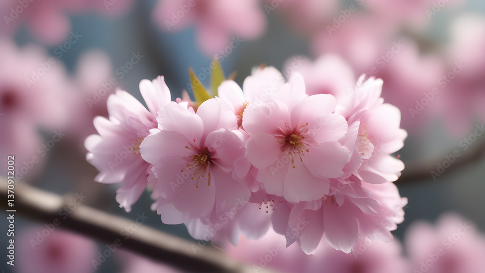 Fototapeta premium Pink Cherry Blossoms Blooming in Early Spring