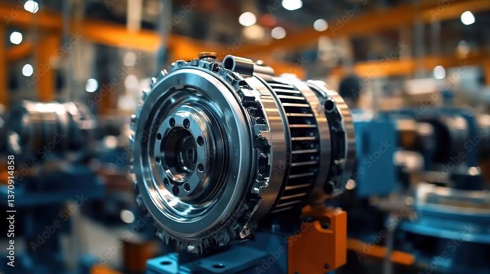 A close-up of a complex industrial gear mechanism A close-up of a complex industrial gear mechanism
