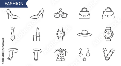 Fashion icons set.  Stylish accessories and clothing.