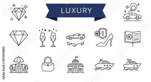 Luxury lifestyle icons set.  Elegant design.