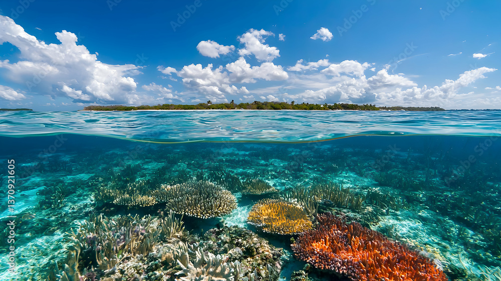Tropical Island Reef Underwater Panorama Tropical Island Reef Underwater Panorama