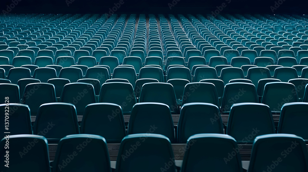 Fototapeta premium Empty Theater Seats In A Dark Auditorium
