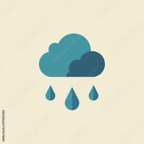 Rain cloud with raindrops in minimalist design