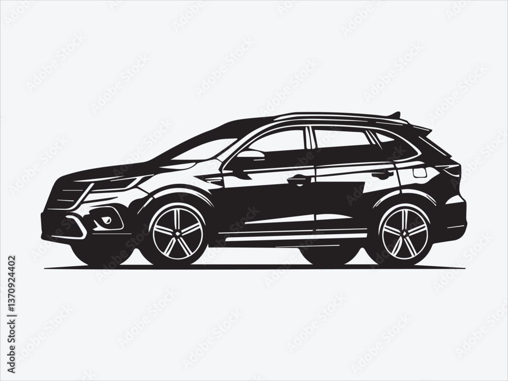 Obraz premium Crossover Car Silhouette with Sleek Design and Modern Automotive Aesthetics