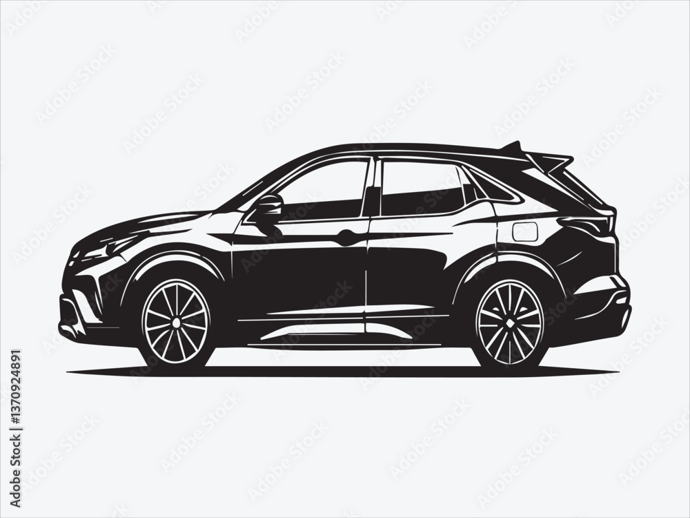 Crossover Car Silhouette with Sleek Design and Modern Automotive Aesthetics