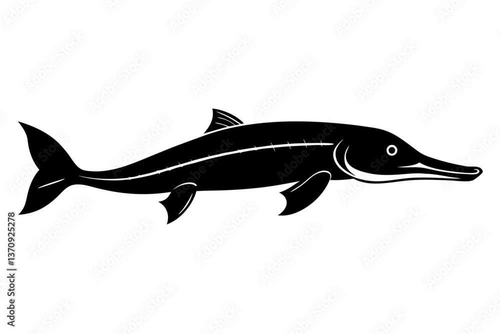 Naklejka premium Alligator gar silhouette black vector