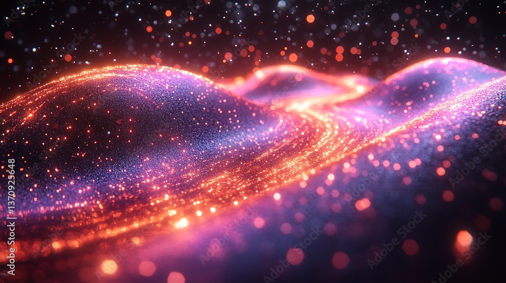 Obraz premium Glowing Particle Waves Abstract. (1)