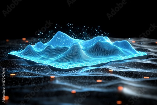Glowing Digital Terrain Map.