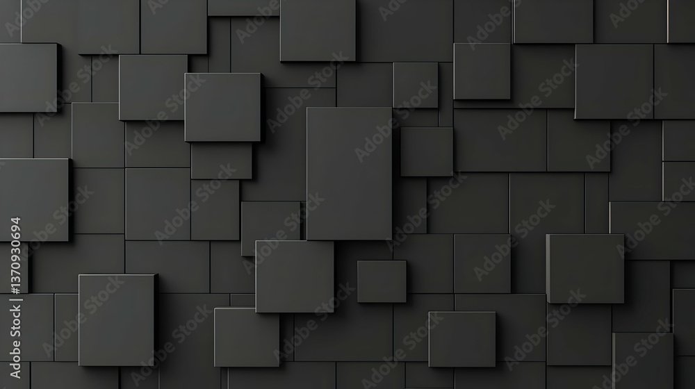 Abstract Geometric Pattern With Overlapping Black Squares Abstract Geometric Pattern With Overlapping Black Squares
