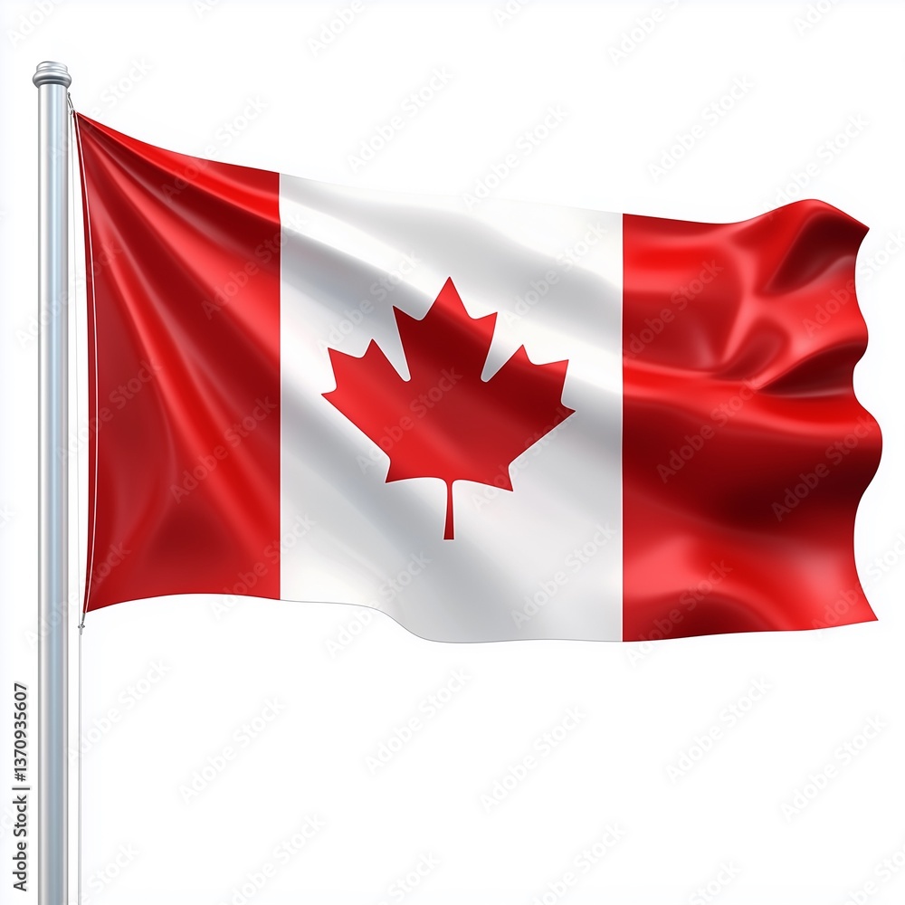 Realistic Canada Flag Isolated on White Realistic Canada Flag Isolated on White