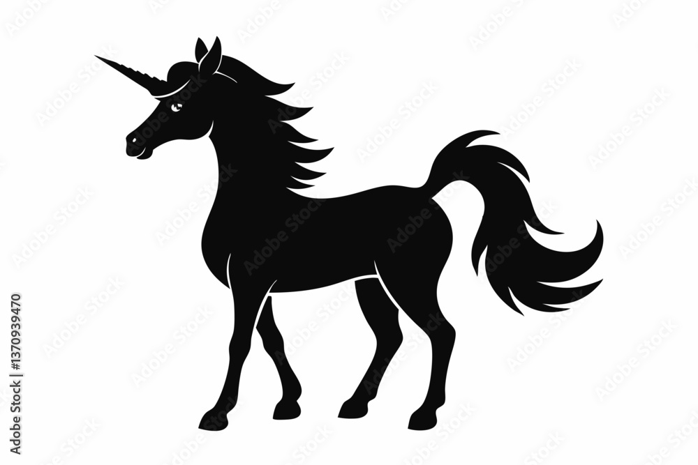 Naklejka premium unicorn silhouette black vector