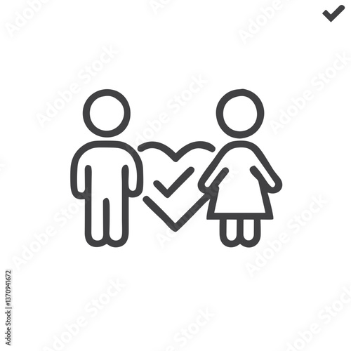 Couple Compatibility Icon for Dating Sites - Perfect for Matchmaking Features, Relationship Compatibility Tests, and Partner Suggestions in Dating Applications