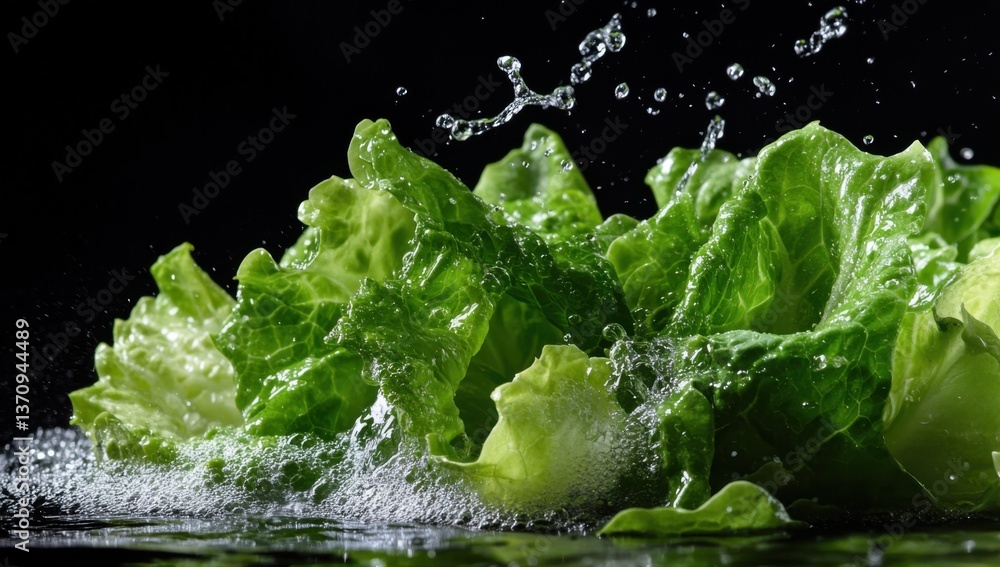Fresh lettuce being washed with water Fresh lettuce being washed with water