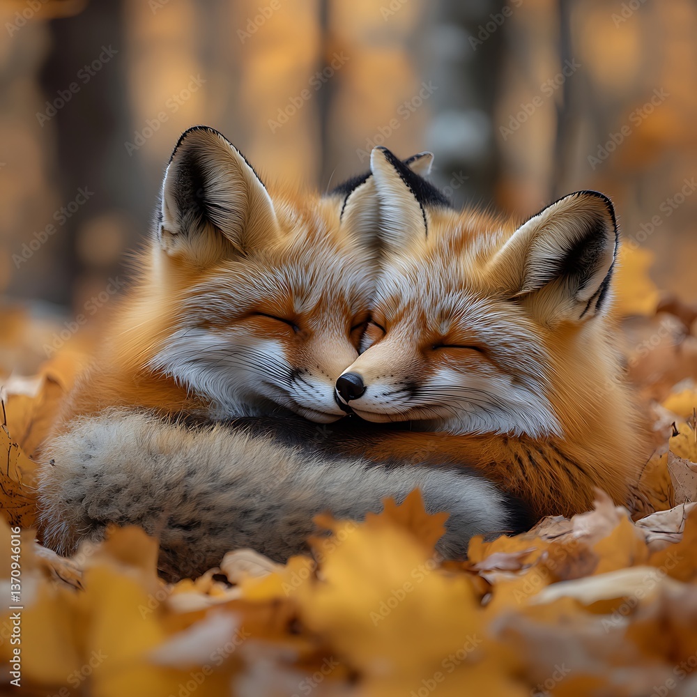 Cozy red foxes embracing each other high resolution picture Cozy red foxes embracing each other high resolution picture