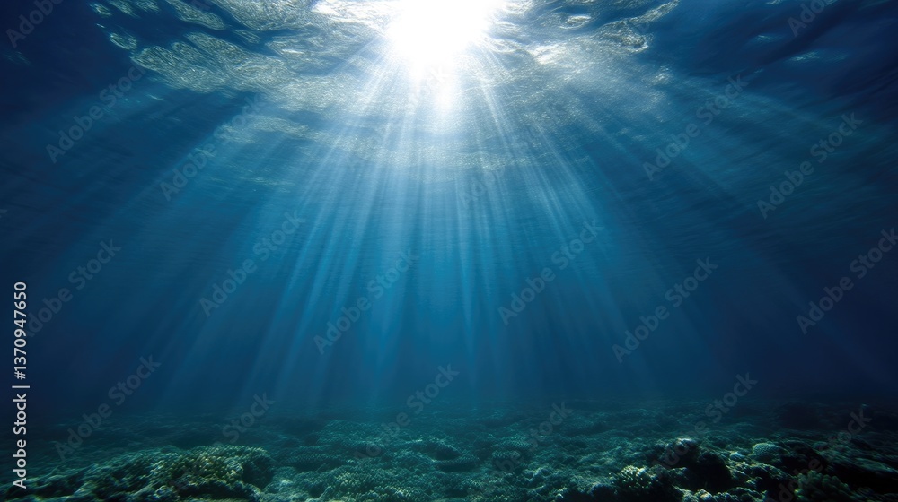 Fototapeta premium Sunlight piercing deep ocean depths