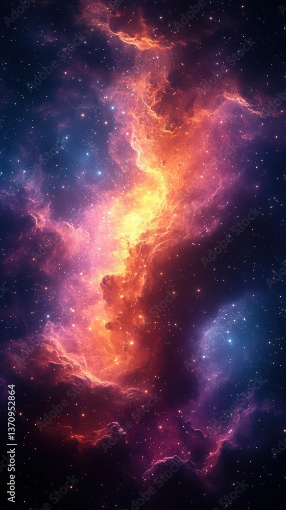 Fototapeta premium Stunning cosmic nebula glowing with vibrant colors and countless stars in deep space