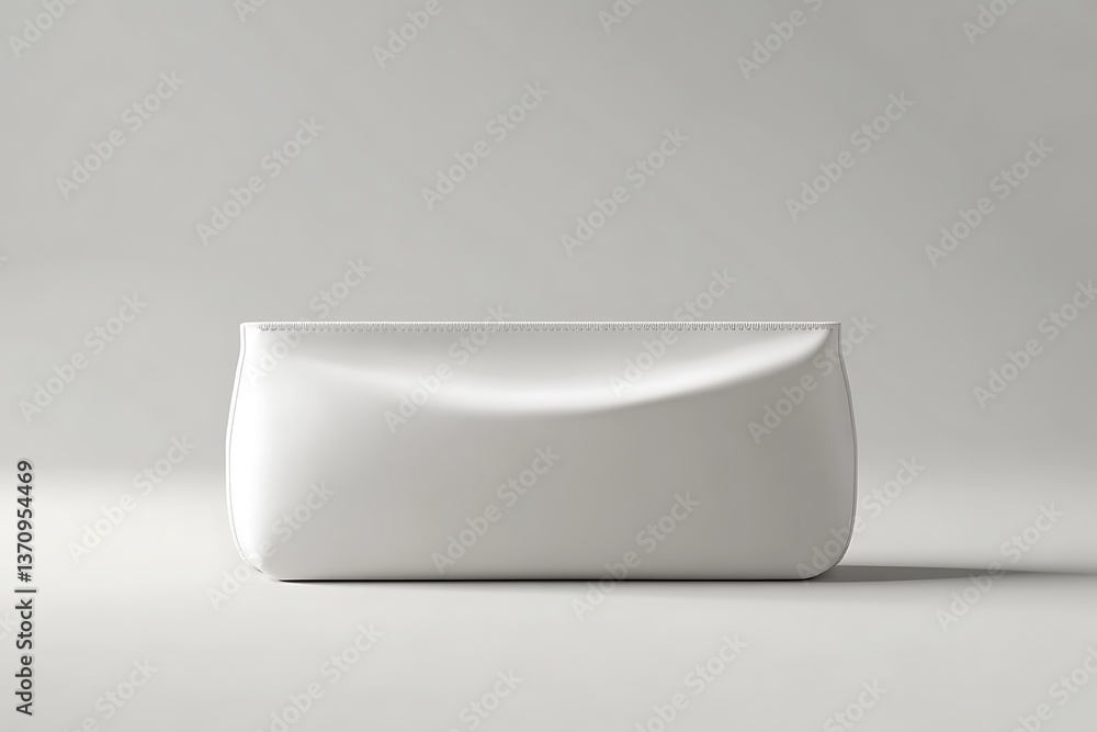 Plain White Pillow Bag Mockup with Subtle Details on White Studio Background Plain White Pillow Bag Mockup with Subtle Details on White Studio Background