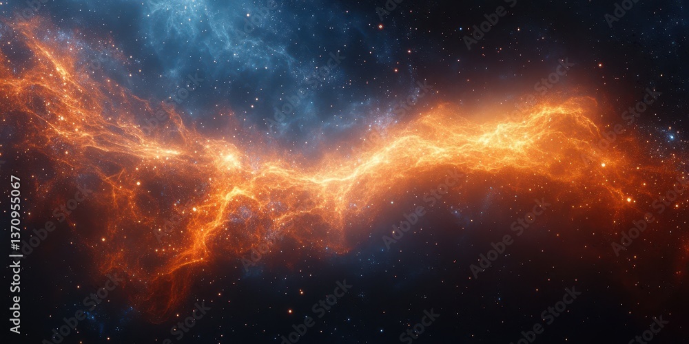 Vibrant cosmic nebula with fiery orange and blue hues captured in deep space Vibrant cosmic nebula with fiery orange and blue hues captured in deep space