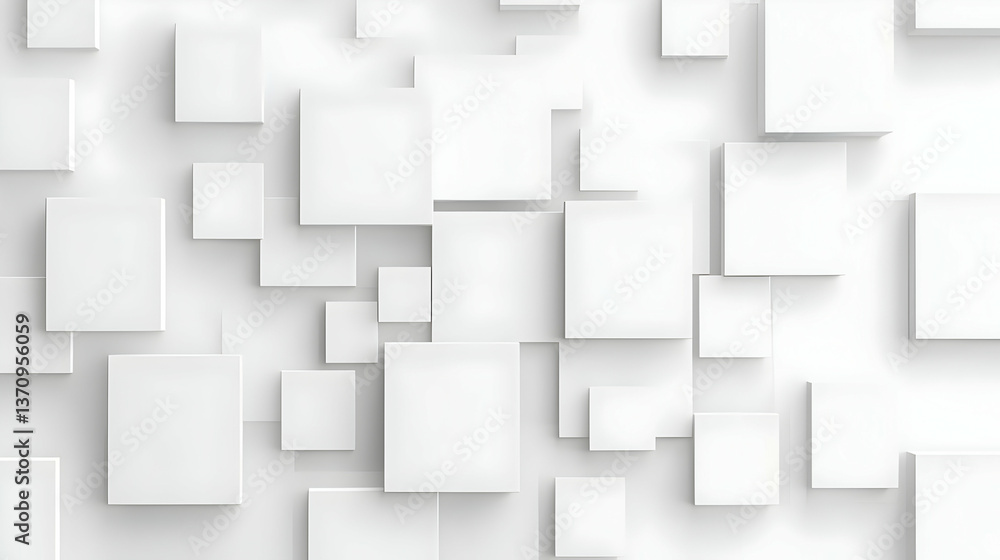 Abstract Geometric Pattern Of Overlapping White Squares