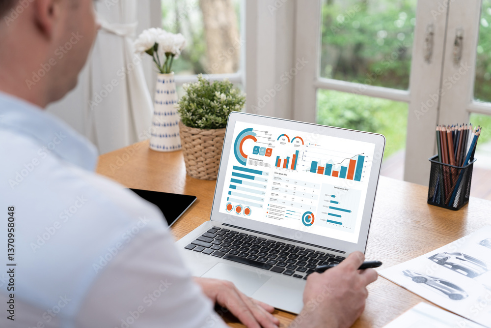 Business data dashboard provide business intelligence analytic for marketing strategy planning brisk with big data set to analyze customer demands and foreseeing business future Business data dashboard provide business intelligence analytic for marketing strategy planning brisk with big data set to analyze customer demands and foreseeing business future