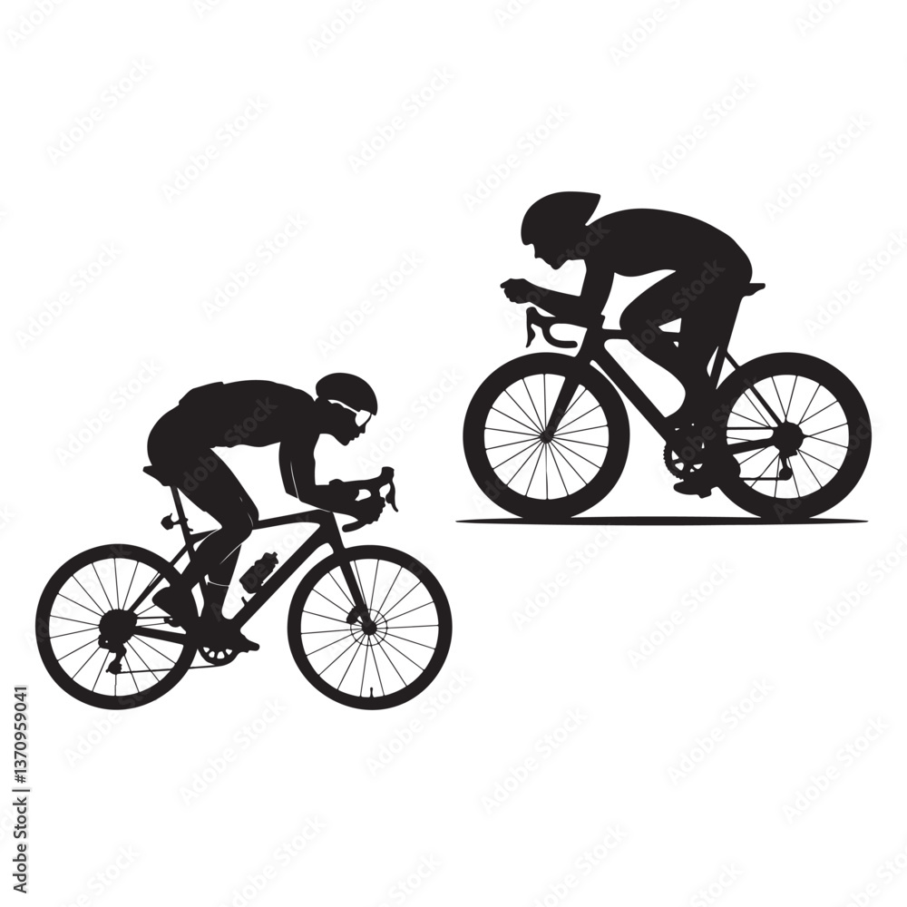 Obraz premium Cyclist Silhouettes in Action Cycling, Sports, and Athletic Movement
