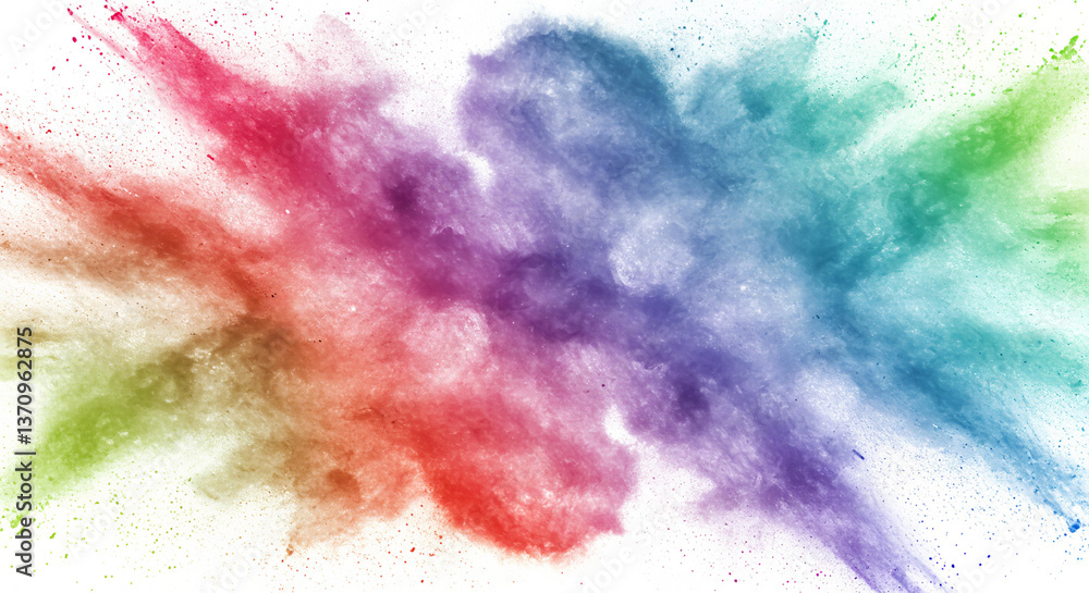 Obraz premium Vibrant Rainbow Color Powder Explosion Abstract Art Background Holi Festival Design