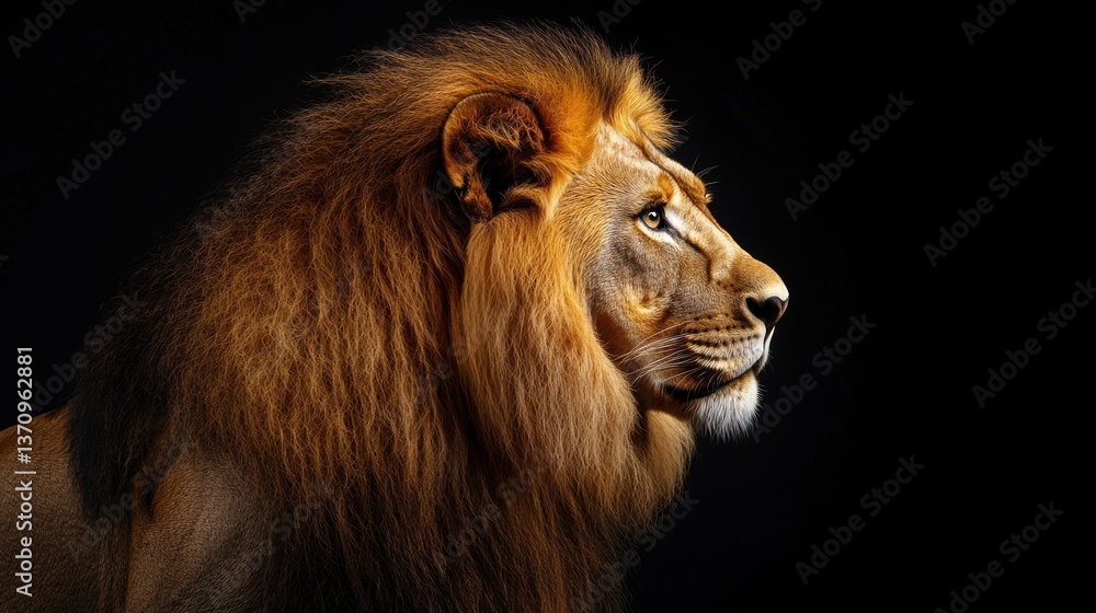 Naklejka premium A majestic lion, king of the savanna