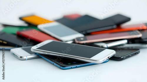 Pile Of Colorful Mobile Phones