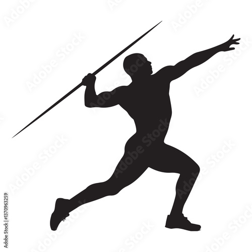 Javelin Thrower Silhouette Athletic Action, Track and Field, and Sports Performance