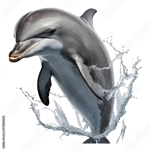 Obraz A dolphin leaping out of the water in mid-air