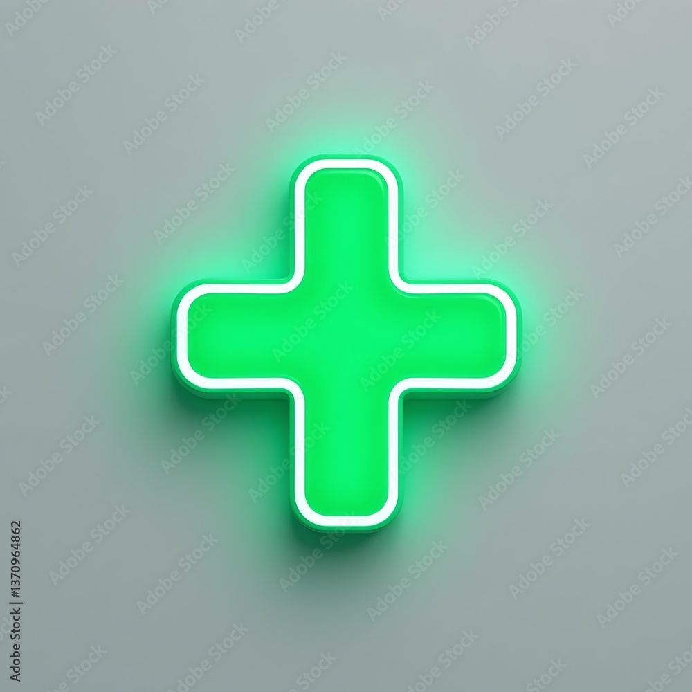 Obraz premium 3D plus and minus icon symbol with puzzle pieces in green representing medical and health concept