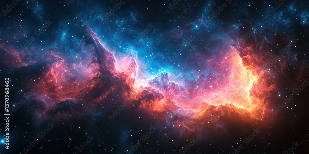 Stunning cosmic nebula displaying vibrant colors in the depths of space captured at night Stunning cosmic nebula displaying vibrant colors in the depths of space captured at night