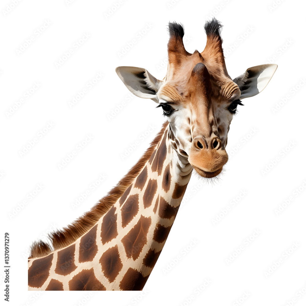 Fototapeta premium Close-Up of a Young Giraffe with Long Neck