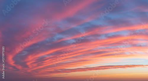 Wallpaper Mural Dramatic Pink and Orange Sunset Sky with Layered Cloudscape Evening Atmosphere Torontodigital.ca