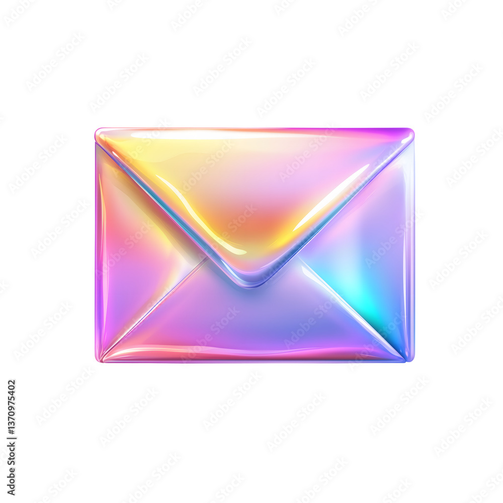 Holographic Envelope Icon 3D Render, Iridescent, Pastel Colors, Modern Design, isolated on transparent Background Holographic Envelope Icon 3D Render, Iridescent, Pastel Colors, Modern Design, isolated on transparent Background
