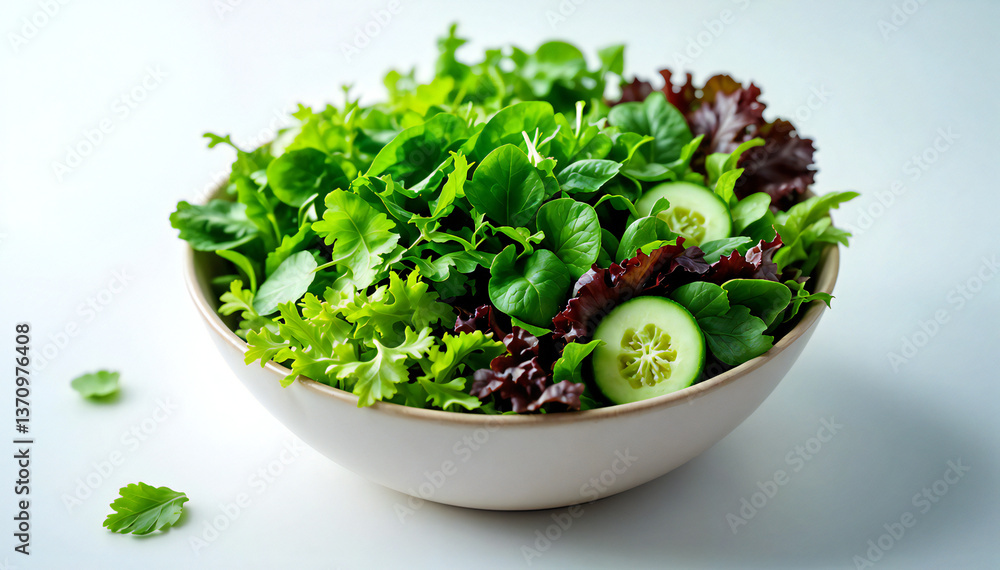 A vibrant and fresh bowl of green salad with cucumbers, offering a glimpse of healthy eating. A vibrant and fresh bowl of green salad with cucumbers, offering a glimpse of healthy eating.