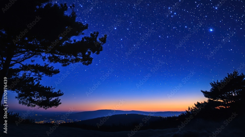 Obraz premium Witnessing the birth of stars night sky astronomy high fidelity aerial perspective the first stars emerging