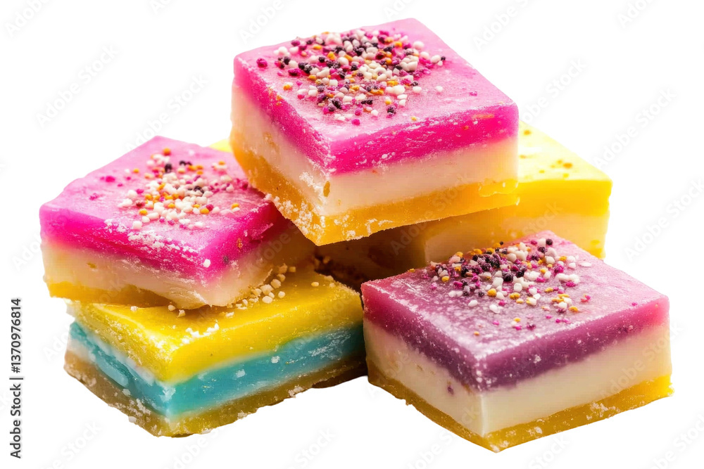 Multicolored Layered Burfi on transparent background Multicolored Layered Burfi on transparent background