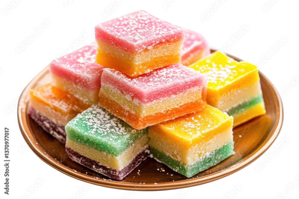 Multicolored Layered Burfi on transparent background Multicolored Layered Burfi on transparent background