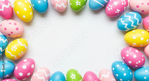 Wallpaper Mural Colorful Easter Eggs Frame Spring Holiday Decoration Painted Eggs Border Festive Background Torontodigital.ca