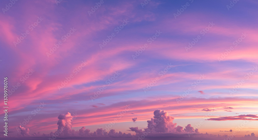 custom made wallpaper toronto digitalSerene Pink and Purple Sunset Sky with Fluffy Clouds Atmospheric Panorama