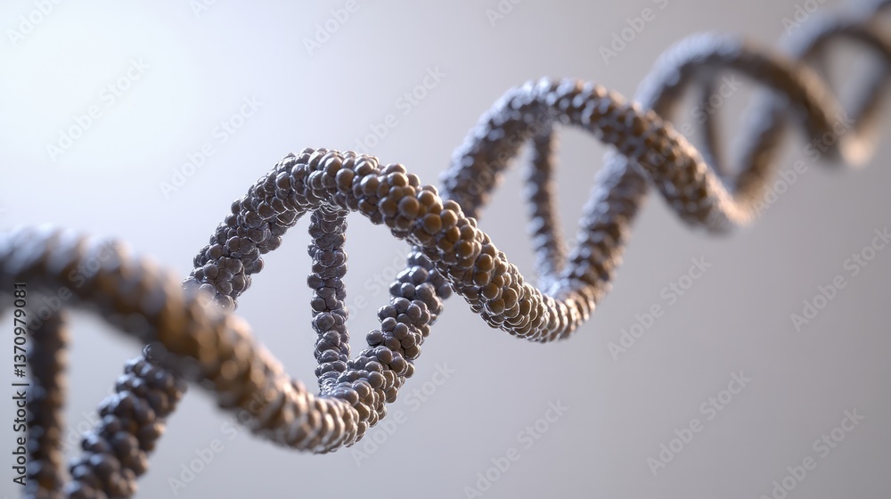 Depiction of a dna double helix strand in close up