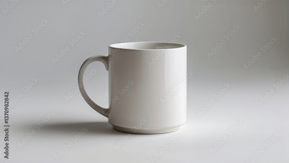 Studio shot of a plain, light-colored ceramic mug. Clean, minimalist aesthetic perfect for showcasing beverage or design mockups. Studio shot of a plain, light-colored ceramic mug. Clean, minimalist aesthetic perfect for showcasing beverage or design mockups.