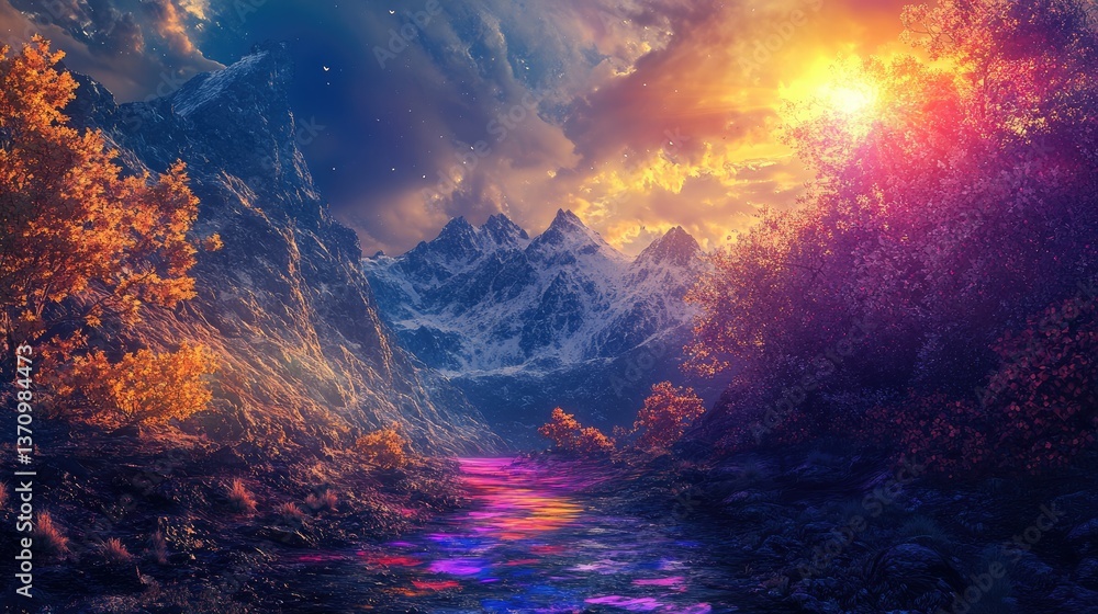 Fototapeta premium Colorful mountain river landscape