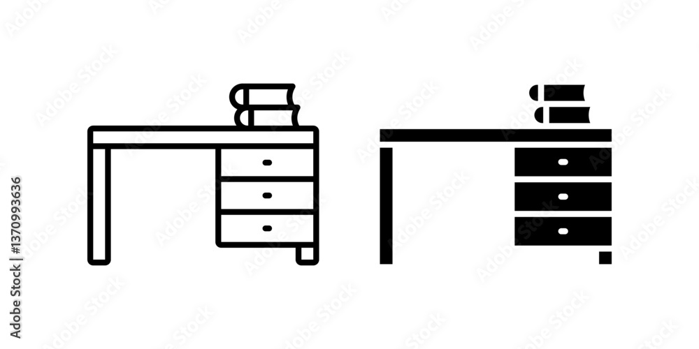 Desk icon set. Flat illustration of icons on a white background Desk icon set. Flat illustration of icons on a white background