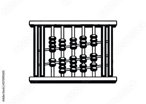 Silhouette of abacus isolated on a white background
