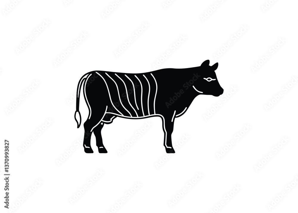 Silhouette of beef isolated on a white background Silhouette of beef isolated on a white background