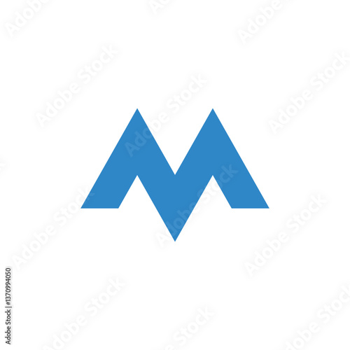 letter m blue logo template