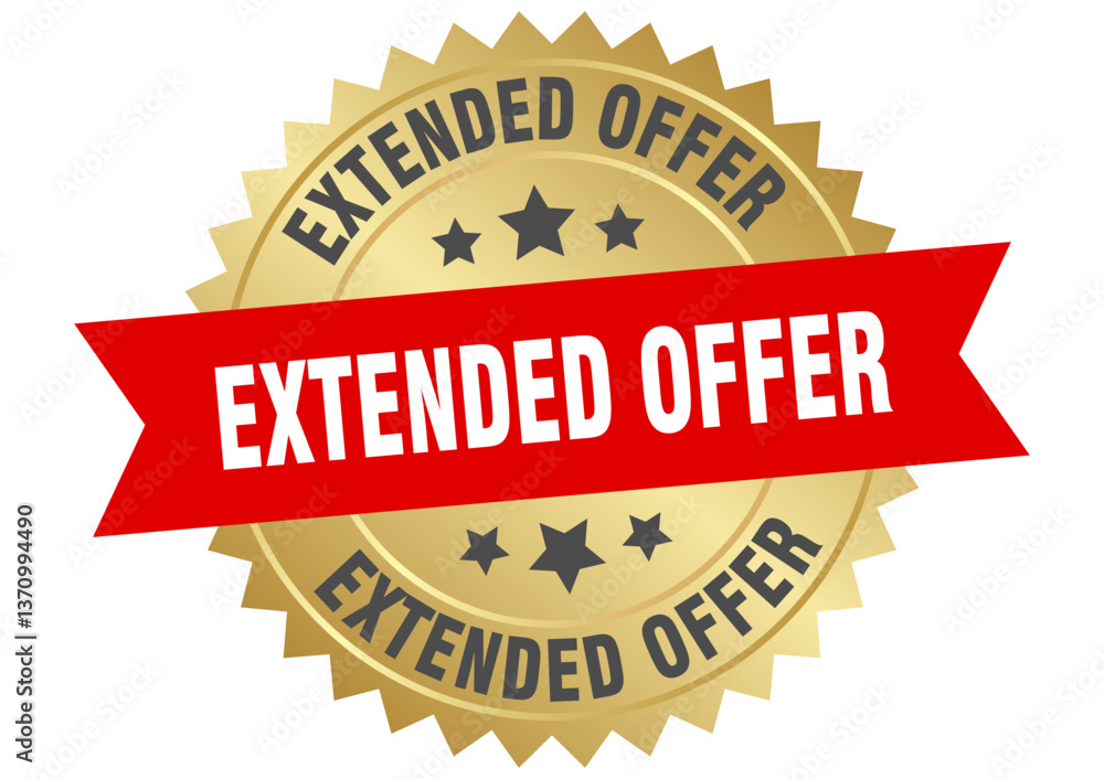 Obraz premium extended offer. extended offer round red and gold label isolated on transparent background