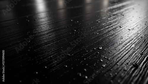 Sleek black lacquered wood close-up with reflections, modern elegance
